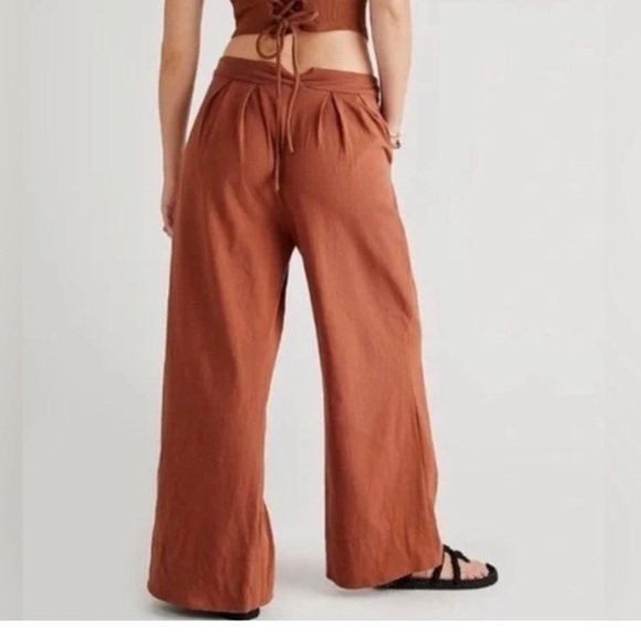 Free People Pants - Free People Beach Wide Leg Crop Pants Large Cinnamon Brown